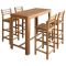 Set masă cu scaune de bar din lemn masiv de acacia, 5 piese