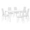 Masa bucatarie/salon design elegant (160x80cm) - cu 6 scaune elegante imitatie de piele (alb)