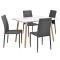 Set Bucura masa bucatarie cu 4 scaune, masa 120 x 70 cm, scaun 90 x 42,5 cm, MDF/textil, alb/gri des