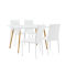 Masa design de bucatarie/salon- 120 x 70 cm - cu 4 scaune imitatie piele (alb)