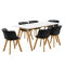 Masa de bucatarie/salon bambus design Model 4, MDF/plastic/lemn de fag, 180 x 80 x 76 cm cu 6 scaune
