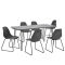 Set design masa bucatarie cu 6 scaune, 160 x 75 x 77cm, efect beton/gri