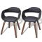 Set 2 scaune de bucătărie curbate cu tapițerie din piele artificială