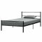 Rama metalica pat,design vintage, cu gratar, 208,5cm x 121,5cm x 81cm, otel sinterizat, negru
