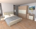 Dormitor Milano Sonoma cu Pat Tapitat Bej 140x200