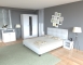 Dormitor Soft Alb cu pat tapitat alb pentru saltea 160x200 cm