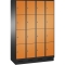 Dulap EVOLO cu soclu, 16 compartimente, 4 module x 300 mm, negru cu usi portocalii