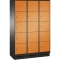 Dulap EVOLO cu soclu, 15 compartimente, 3 module x 400 mm, negru cu usi portocalii