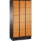 Dulap EVOLO cu soclu, 15 compartimente, 3 module x 300 mm, negru cu usi portocalii