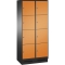 Dulap EVOLO cu soclu, 8 compartimente, 2 module x 400 mm, negru cu usi portocalii