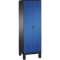 Dulap pentru echipamente EVOLO cu picioare, 6 carlige, 2 module x 300 mm, negru cu usi albastre