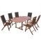 Set mobilier exterior pliabil masă extensibilă, 7 piese, acacia