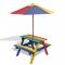 Masă de picnic & bănci cu umbrelă pentru copii, patru culori