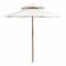 Umbrelă de soare dublă, 270x270 cm, stâlp de lemn, alb crem