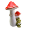 Decoratiune gradina ciuperci cu broscuta 29,5x27,5x42 cm, LED