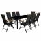 Set mobilier exterior, scaune pliante, 9 piese, negru, aluminiu