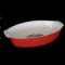 Tava ceramica ovala cu manere, 34x21x7.5cm, rosie, Cerutil, 010856,