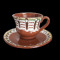 Ceasca cafea cu farfurie, ceramica, lut, pentru lapte, 016310,
