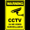 Sign warning cctv 24 hour video surveillance