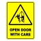 Open Door With Care Sign