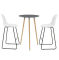 Masa bar design rotunda - gri inchis - 2 scaune - alb