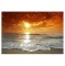 Tablou panza canvas modern cu rasarit de soare pe plaja la malul marii pentru decor, 80x60cm, VSR403