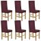Huse elastice pentru scaune din poliester, Burgundy, 6 buc.