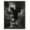 Tablou canvas pisicuta neagra pe craniu Cele noua veti ale lui Poe 19x25cm