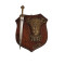 Panoplie lemn cu sabie si armura romana 20x18 cm