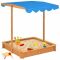 Cutie de nisip cu acoperiș ajustabil, albastru, lemn, UV50