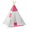 Cort indian pentru copii - 150 x 120 x 120 cm, poliester/lemn, roz/alb