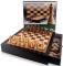 Chess and checkers in black wooden case de la Aquamarine Games