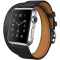 Curea iUni compatibila cu Apple Watch 1/2/3/4/5/6/7, 42mm, Double Tour, Piele, Negru