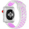 Curea iUni compatibila cu Apple Watch 1/2/3/4/5/6/7, 44mm, Silicon Sport, Alb/Mov