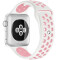 Curea iUni compatibila cu Apple Watch 1/2/3/4/5/6/7, 44mm, Silicon Sport, Alb/Roz Pal