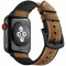 Curea iUni compatibila cu Apple Watch 1/2/3/4/5/6/7, 38mm, Leather Strap, Dark Coffee