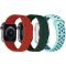 Set 3 Curele iUni compatibile cu Apple Watch 1/2/3/4/5/6/7, 42mm, Silicon, Red, Green, Turquoise/Blu