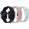 Set 3 Curele iUni compatibile cu Apple Watch 1/2/3/4/5/6/7, 44mm, Silicon, Black, Pink, Turquoise