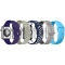 Set 5 Curele iUni compatibile cu Apple Watch 1/2/3/4/5/6/7, 42mm, Mov, Gri, Bleumarin/Alb, Gri/Alb,
