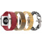 Set 4 Curele iUni compatibile cu Apple Watch 1/2/3/4/5/6/7, 44mm, Rosu, Auriu, Auriu, Negru/Alb