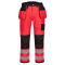 PW3 Pantaloni de lucru Holster Hi-Vis Portwest T501, Rosu/Negru