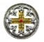 Pandantiv cu lantisor, Cavalerii templieri - Cruce dantelata, placat cu argint, 3 cm