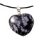 Pandantiv cu agatatoare inima din piatra semipretioasa Obsidian- Fulg de nea