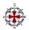 Pandantiv cu lantisor, Cavalerii templieri - Cruce solara, placat cu argint, 5 cm