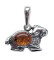 Pandantiv talisman argint cu piatra naturala de ambra (chihlimbar), semn zodiacal Berbec