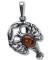 Pandantiv talisman argint cu piatra naturala de ambra (chihlimbar), semn zodiacal Rac