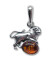 Pandantiv talisman argint cu piatra naturala de ambra (chihlimbar), semn zodiacal Leu