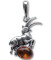 Pandantiv talisman argint cu piatra naturala de ambra (chihlimbar), semn zodiacal Capricorn